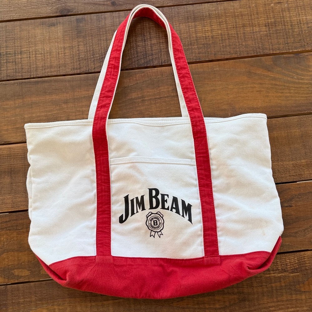 Jim Beam Canvas Bag, Cream & Red, 21 inches x 14 inches x 7 inches